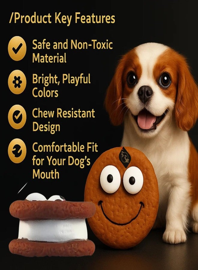 Toy Truffle لعبة كلب على شكل كعكة ترافل تصدر صوتاً عند الضغط عليها | لعبة مضغ للحيوانات الأليفة بتصميم حلوى، وجه كرتوني مضحك، وشكل حلوى المارشميلو | ناعمة مع صفارة مدمجة | لعبة تفاعلية | لعبة مضغ مبتكرة للعب في الأماكن المغلقة - Image 4